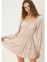 Load image into Gallery viewer, Latte Front Knot Smocked Dress
