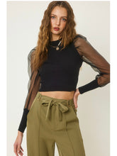Load image into Gallery viewer, Black Organza Sleeve Top
