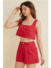 Load image into Gallery viewer, Red Pleat Front Twill Shorts
