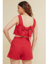 Load image into Gallery viewer, Red Pleat Front Twill Shorts
