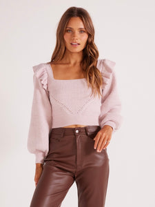 MinkPink Lilac Adele Ruffle Sweater
