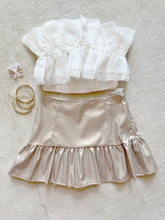 Load image into Gallery viewer, Champagne Gold Metallic Ruffle Skort
