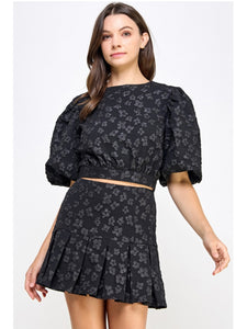 Black Floral Jacquard Skirt