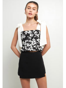 Black & White Bow Strap Top