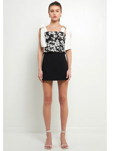 Black & White Bow Strap Top