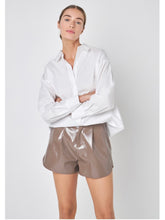 Load image into Gallery viewer, Mocha Shiny Faux Leather Shorts
