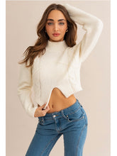 Load image into Gallery viewer, White Mock Neck Crop Sweater
