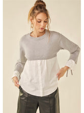 Load image into Gallery viewer, Heather Grey &amp; White Sweater Top
