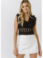 Load image into Gallery viewer, Black Lace Trim Top
