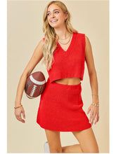 Load image into Gallery viewer, Red Sweater Crop Top &amp; Skirt Set
