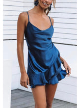 Load image into Gallery viewer, Navy Satin Romper
