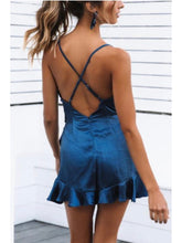 Load image into Gallery viewer, Navy Satin Romper
