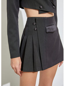 Black Side Pleat Skort