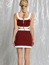 Load image into Gallery viewer, Crimson &amp; White Crop Top &amp; Skirt Set
