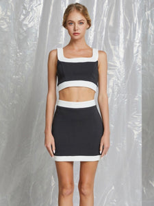 Black & White Crop Top & Skirt Set