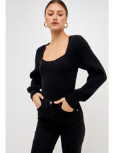 Load image into Gallery viewer, Black Sweetheart Knit Top
