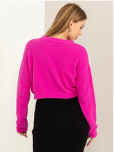 Load image into Gallery viewer, Fuchsia Cropped Sweater
