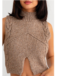 Mocha Cutout Sleeveless Sweater