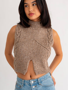 Mocha Cutout Sleeveless Sweater