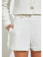 Load image into Gallery viewer, White Tweed Flare Shorts
