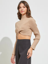 Load image into Gallery viewer, Beige Crop Ribbed Knit Top
