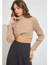 Load image into Gallery viewer, Beige Crop Ribbed Knit Top
