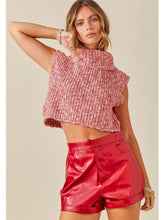 Load image into Gallery viewer, Red Multi Cropped Sweater Top

