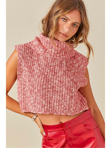 Red Multi Cropped Sweater Top