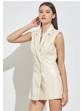 Load image into Gallery viewer, Ivory Faux Leather Blazer Romper
