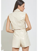 Load image into Gallery viewer, Ivory Faux Leather Blazer Romper
