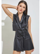 Load image into Gallery viewer, Black Faux Leather Blazer Romper
