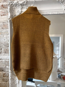 Mocha Sleeveless Turtleneck Sweater