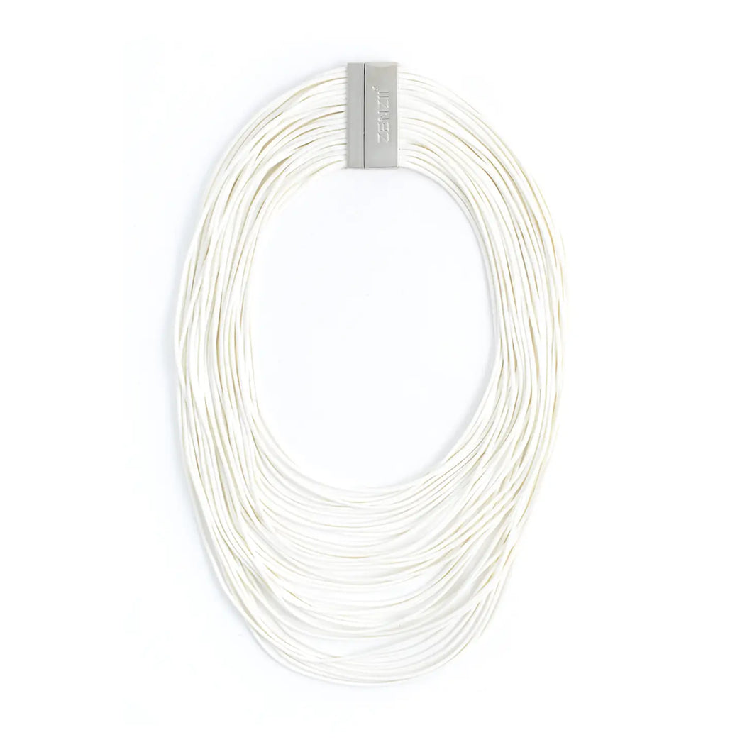 White Multi Strand Collar Necklace