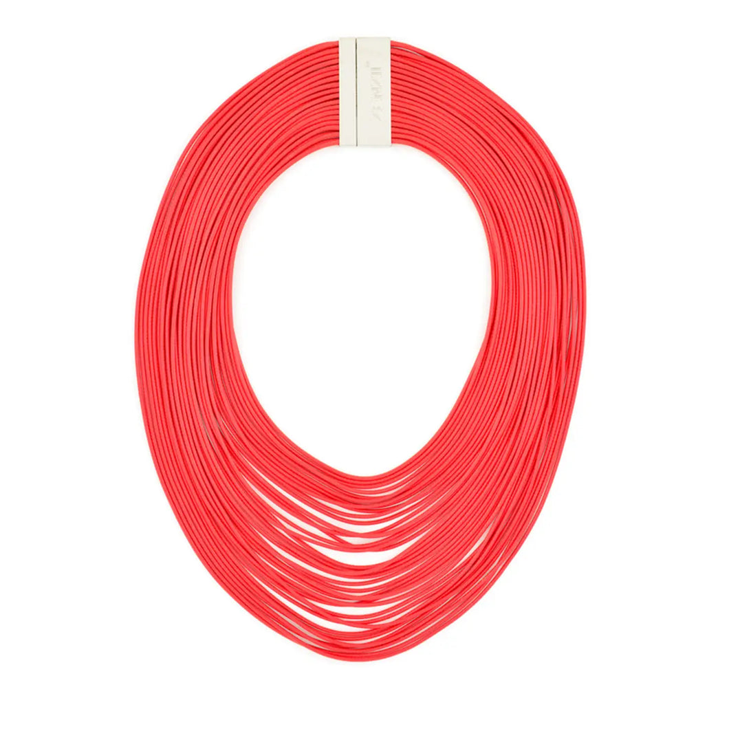 Red Multi Strand Collar Necklace