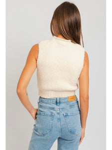Cream Sleeveless Sweater Tank