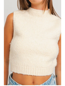 Cream Sleeveless Sweater Tank