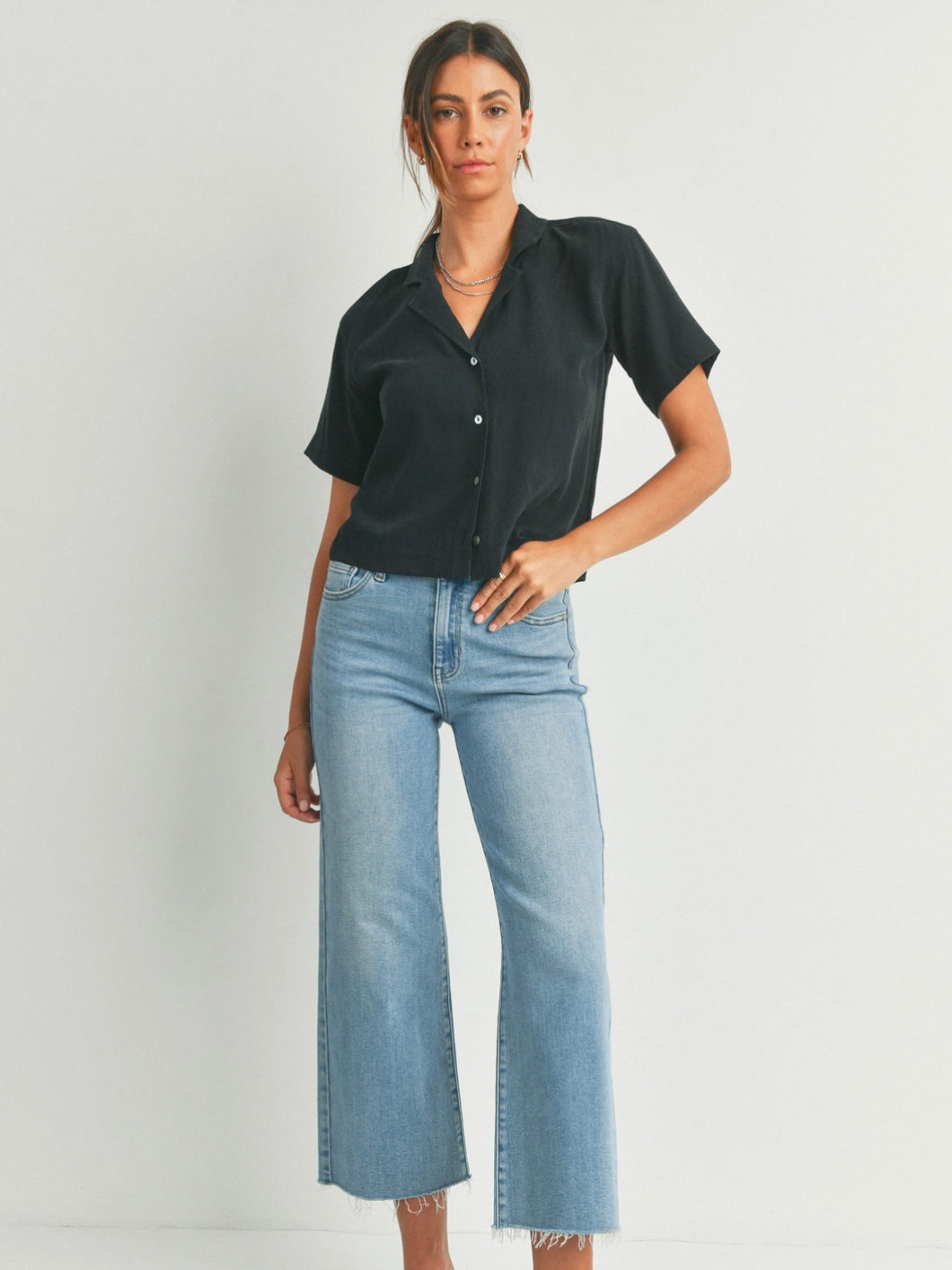Medium Wash Slim Wide Leg Denim