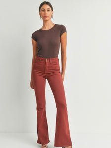 Brick High Rise Slit Flare Denim