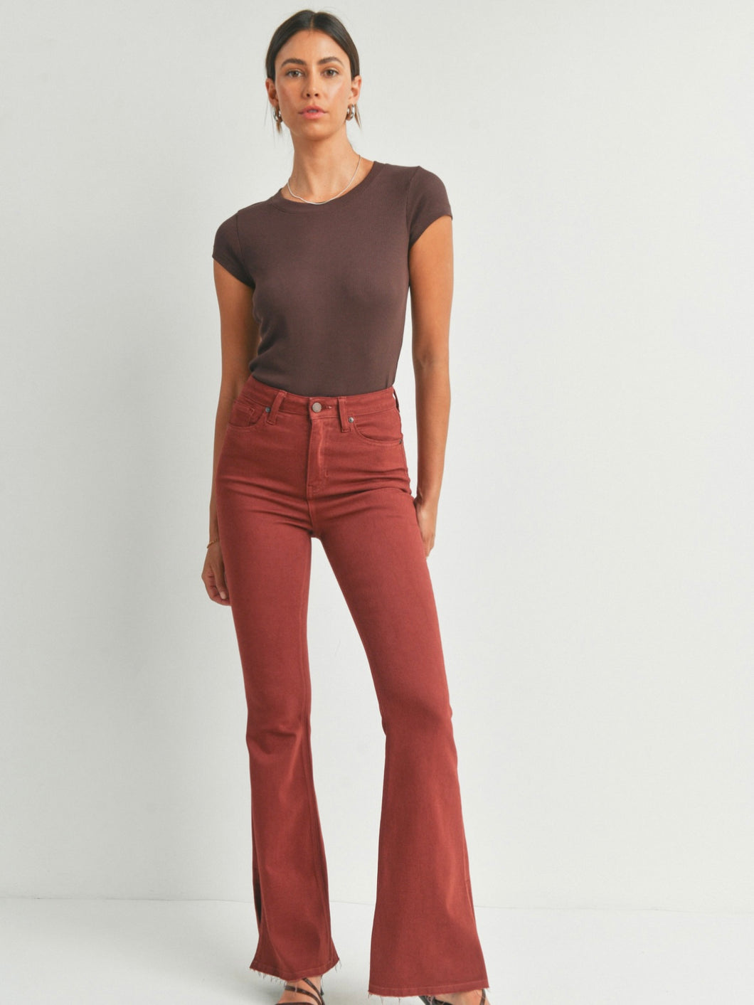 Brick High Rise Slit Flare Denim