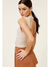 Load image into Gallery viewer, Beige Open Back Sleeveless Sweater
