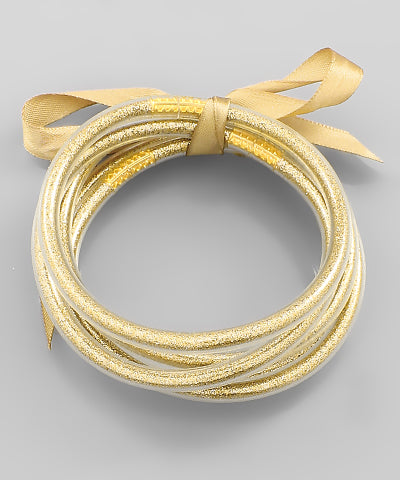 Gold Jelly Tube Bracelet Set