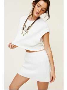 Ivory Ribbed Knit Sweater Set