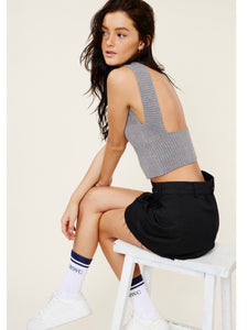 Grey Open Back Sleeveless Sweater