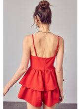 Load image into Gallery viewer, Red Ruffle Tiered Romper
