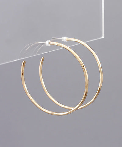 Matte Gold Thin Hammered Hoops