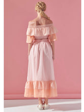 Load image into Gallery viewer, Pink &amp; Coral Color Block Ruffle Skirt Set
