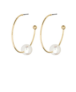 Gold 35MM Pearl Accent Hoops