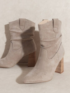 Taupe Suede Western Bootie