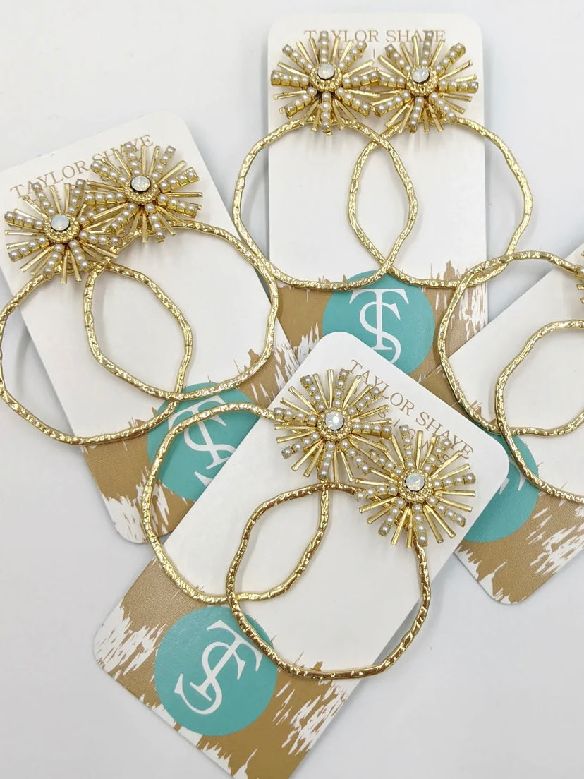 Opal Sunburst Hoops