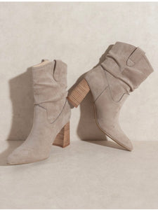 Taupe Suede Western Bootie